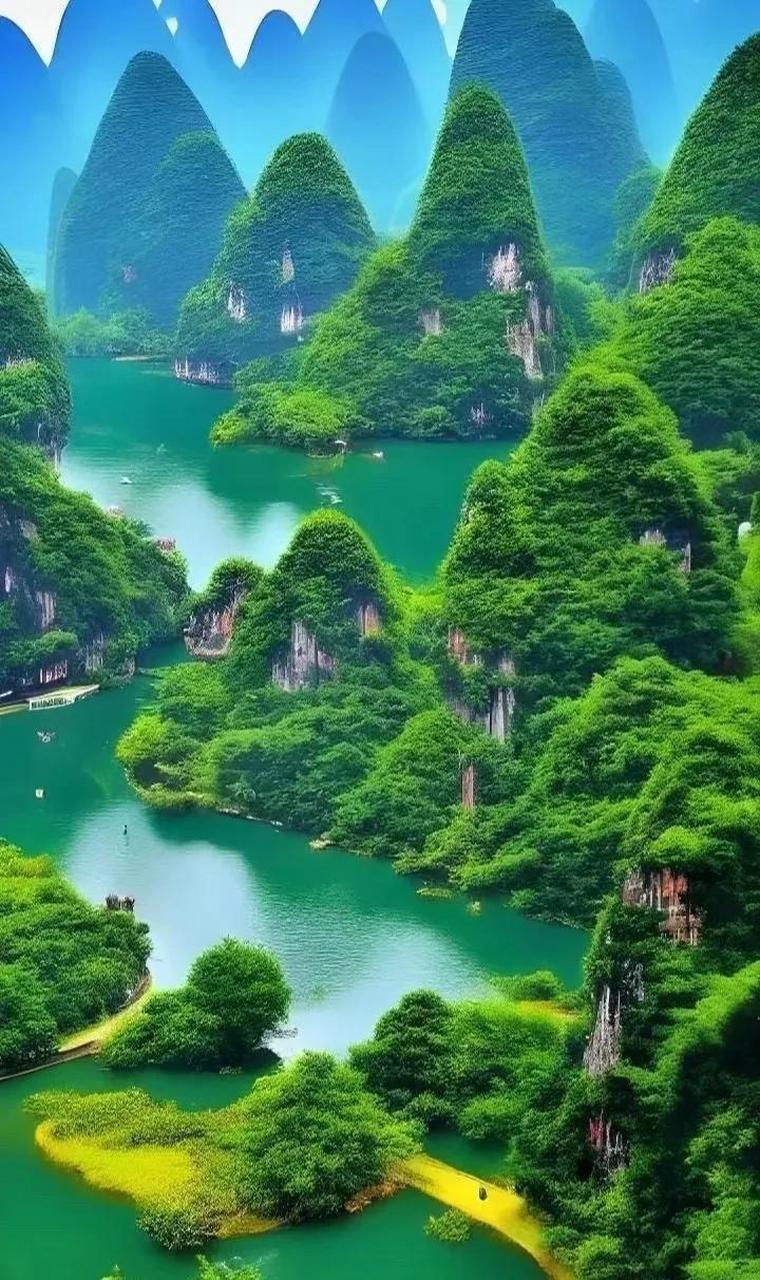 林山水佳天下  奇山异绵桂林山水佳天下  青山绿水淋琅滿目如同仙境