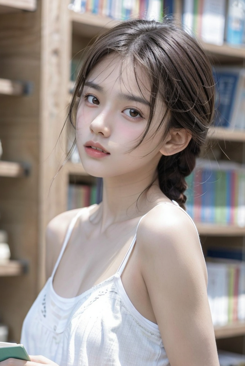 美少女图书馆写真 ,爱看书的性感女孩#美女# #养眼美女# #宝藏女孩