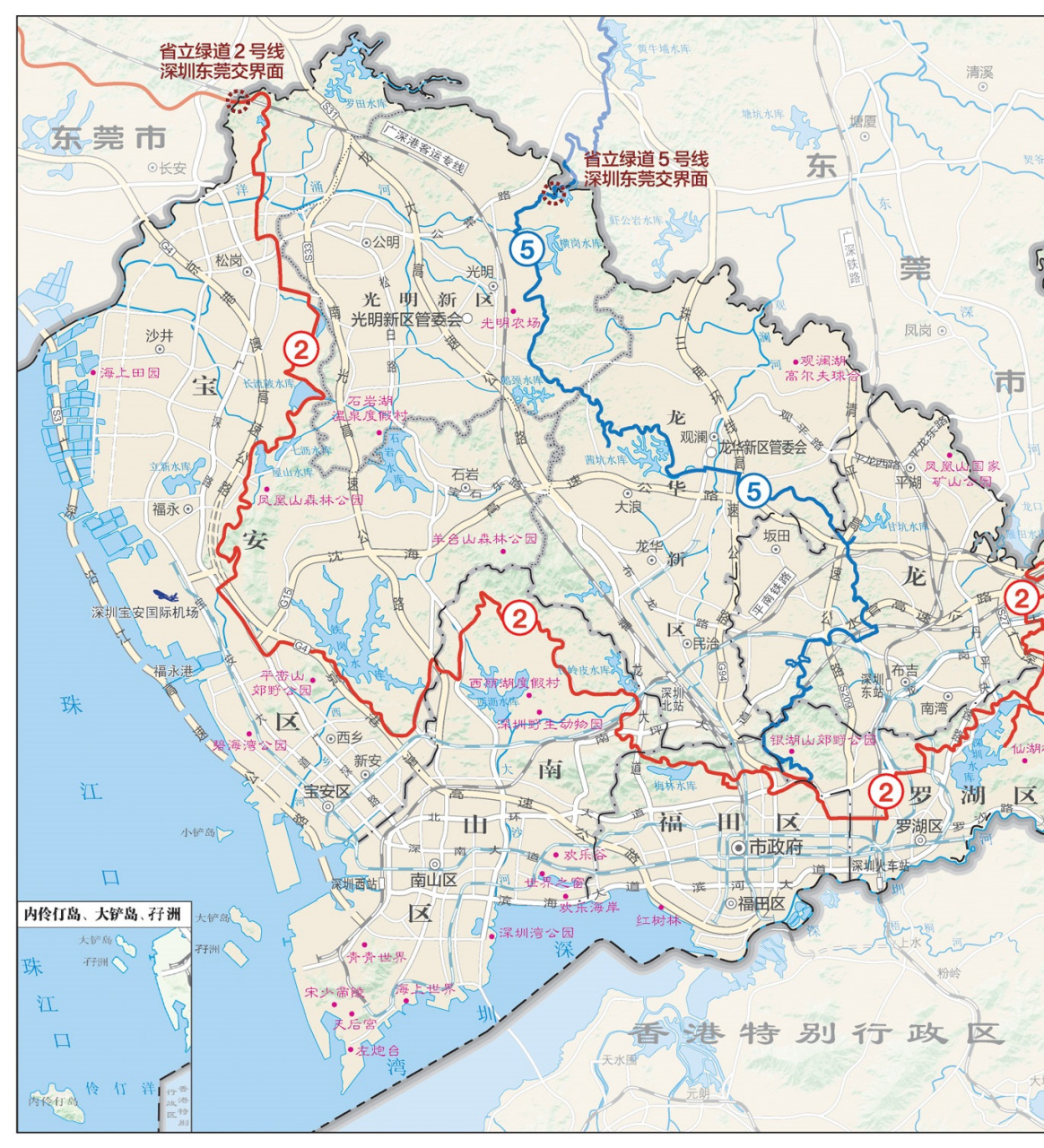 深圳市绿道覆盖地图
