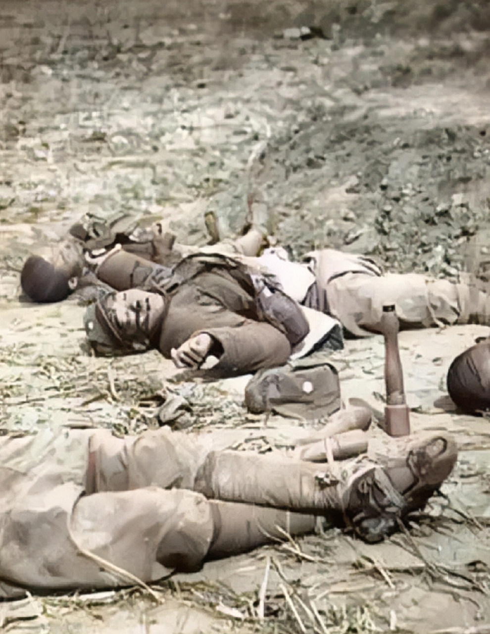 战士们浴血奋战,有些已经倒地不起,有些依然手握武器,准备为胜利奋斗