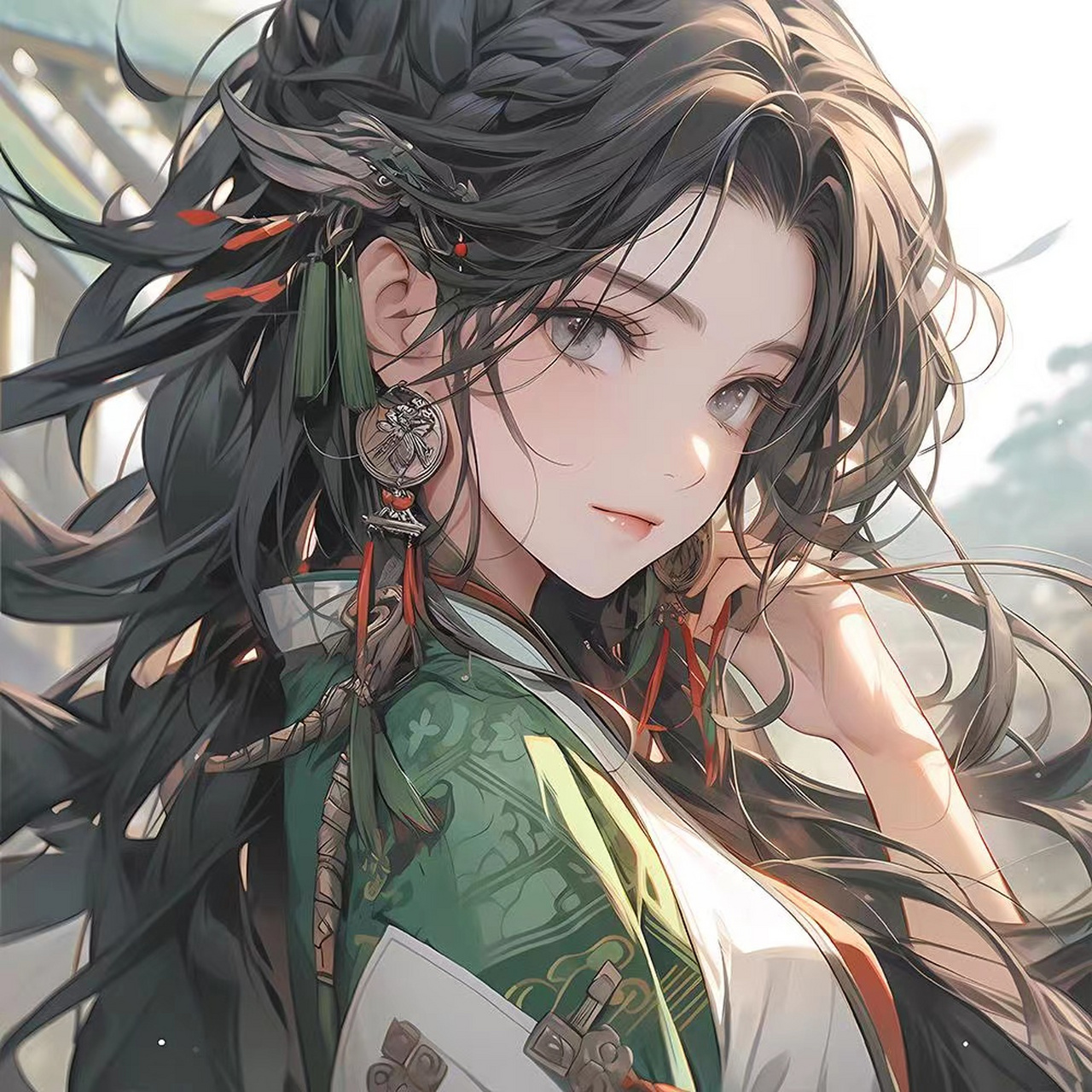 桂花美人·古风绿色系头像.绿衫光明照,似是故人归.