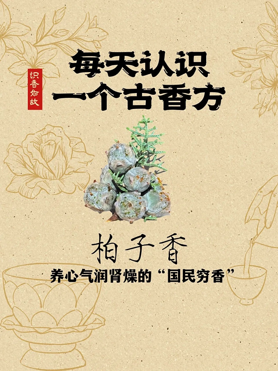 每天认识一个古香方——柏子香  96香方名:柏子香 96缘起:五代