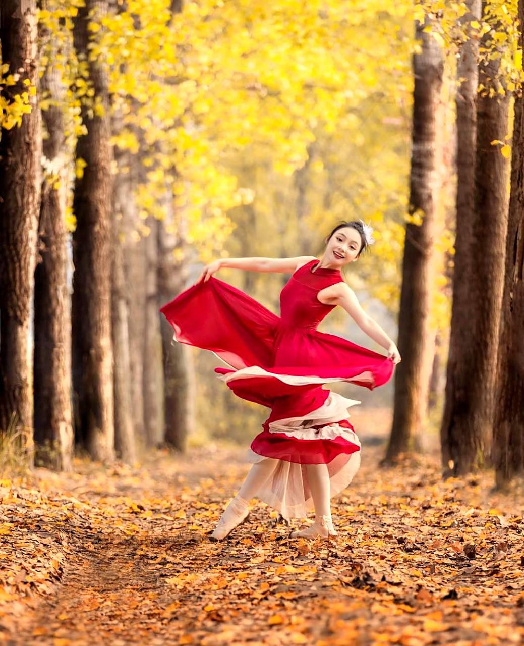 红裙翩翩起舞,点燃心灵的火焰.