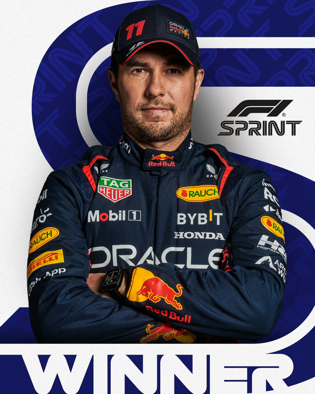 佩雷兹取得f1阿塞拜疆大奖赛冲刺赛的胜利勒克莱尔第二,维斯塔潘第三!