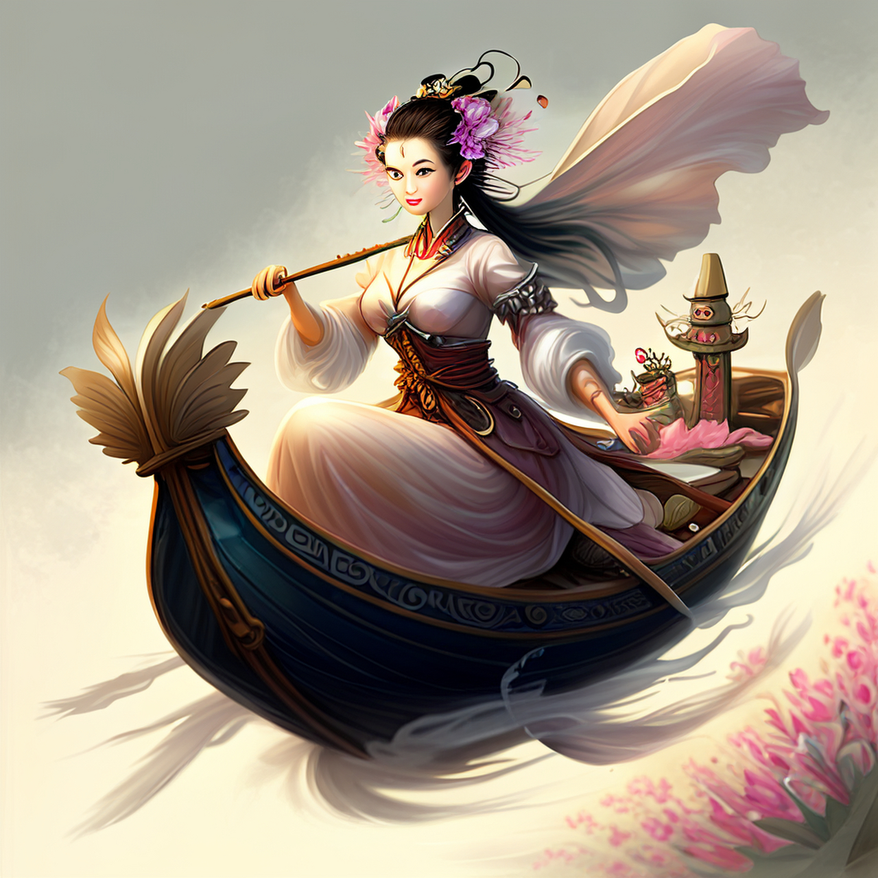 飞蓬主人人中仙,曾乘千斛凌风船.绚丽,生动,4k#百度ai绘图黑科技