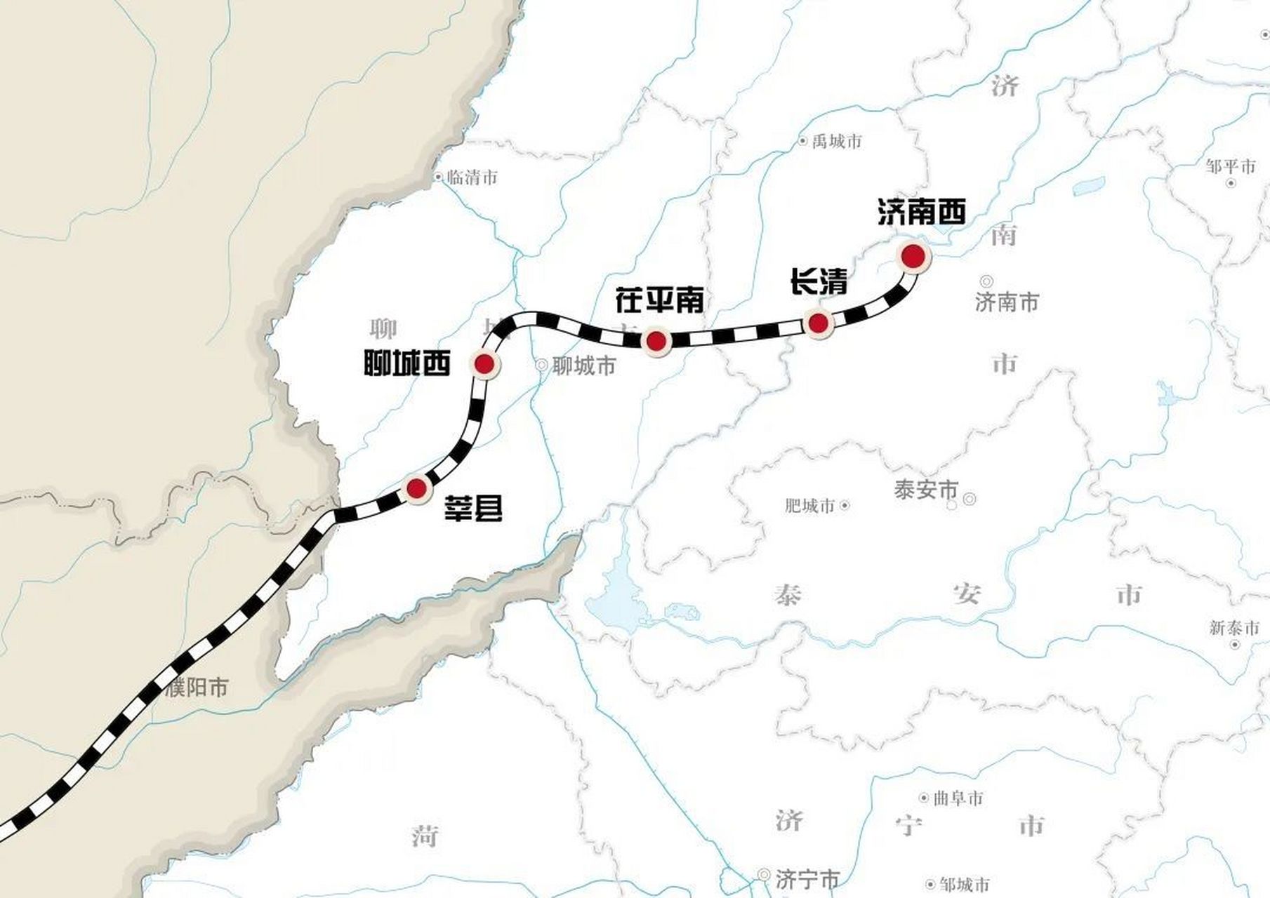 這兩條連接線位於劉長山路以南,與現有濟南西站-濟南站(京滬高鐵-膠濟