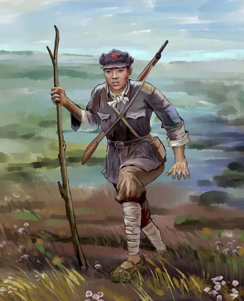 1935年,一13岁的红军小战士在过草地时因为尿急离开了队伍