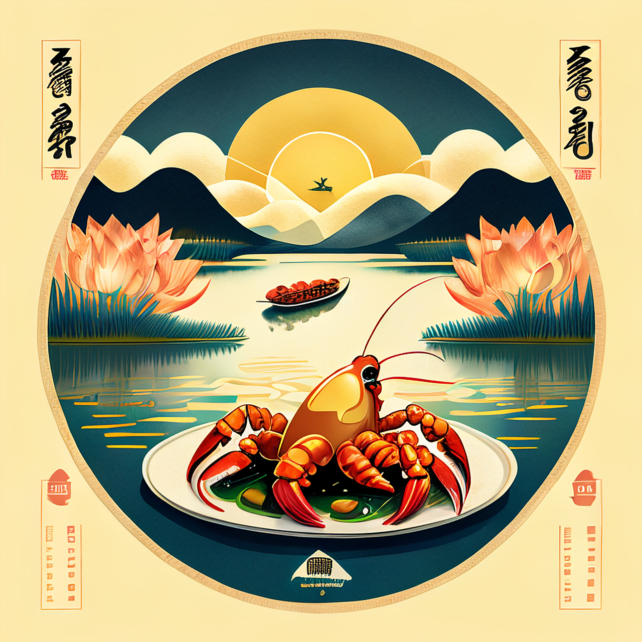 小龙虾宣传海报,ai作画,请大家帮忙看看哪张比较好看,在评论里面打