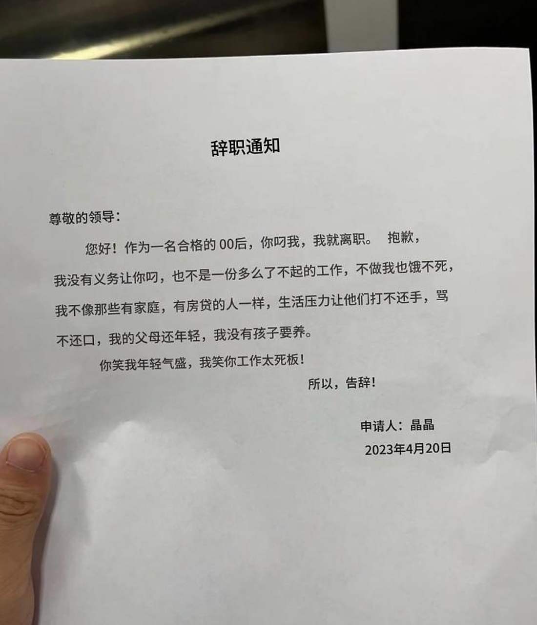 00后的辞职报告书,年轻就是霸气侧漏 #搞笑趣味图