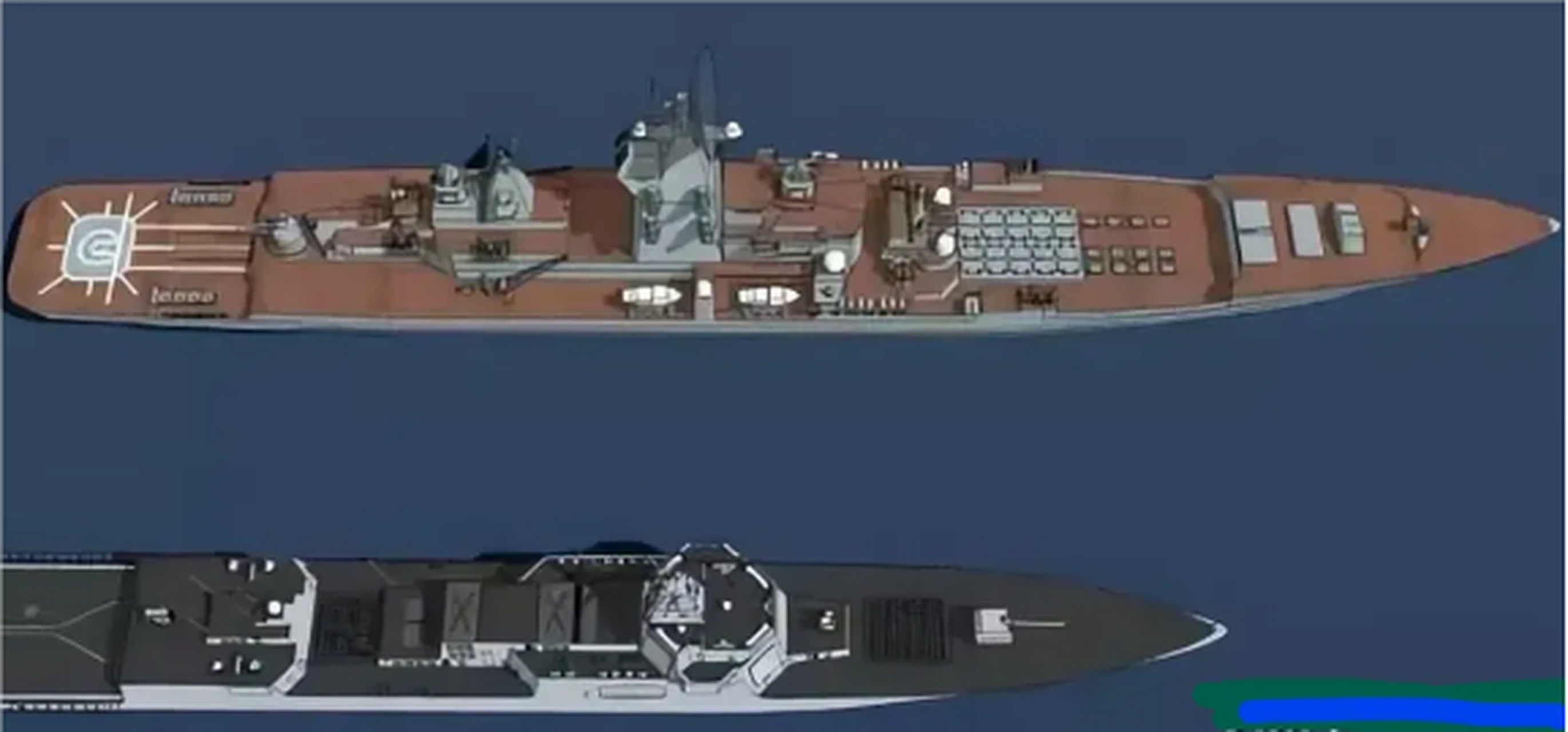 现代战舰055和基洛夫图片