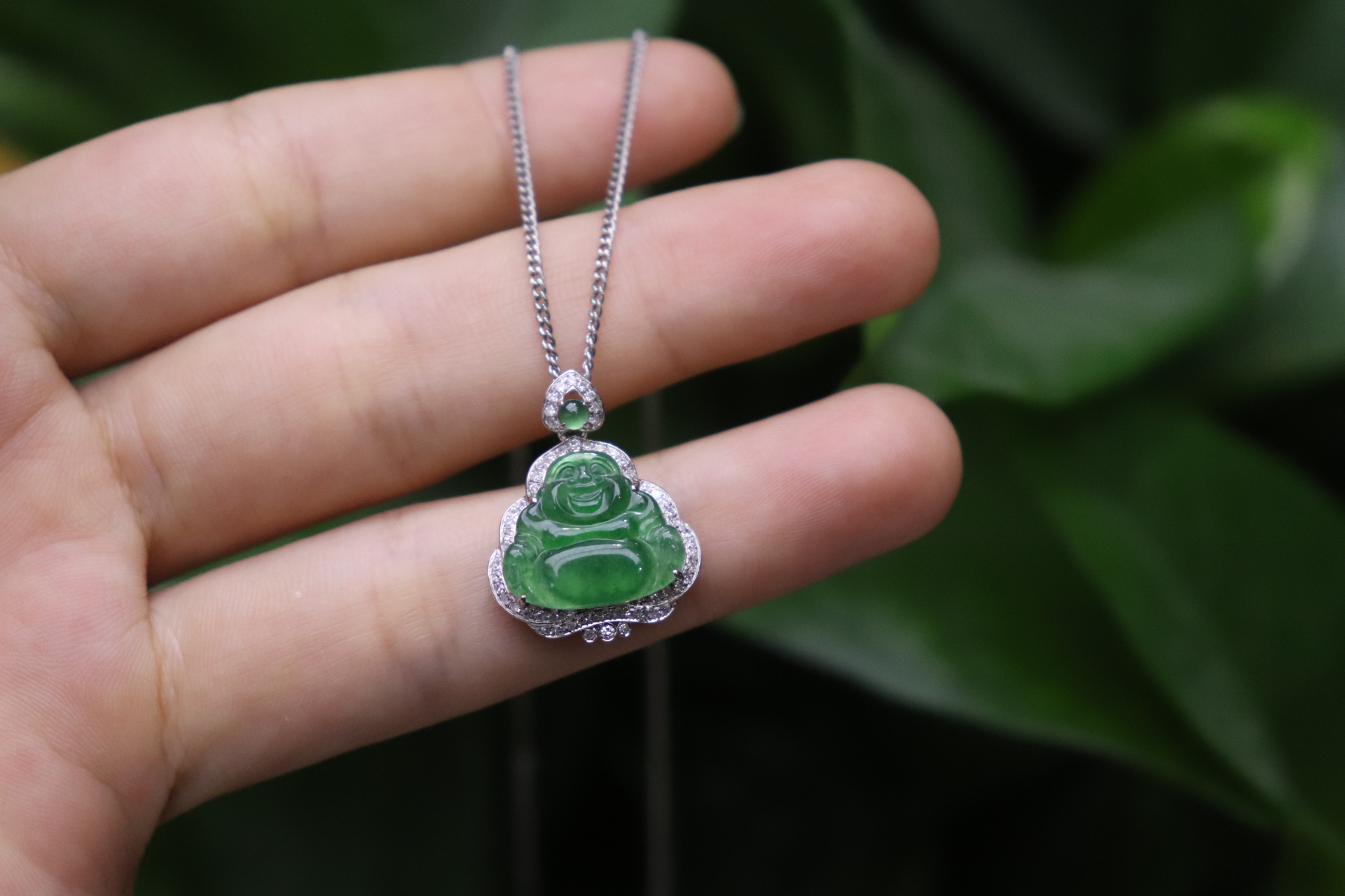 佛公吊坠 女戴佛:满绿佛公,小巧通透[走你]#翠丰缘珠宝# #翡翠佛公的