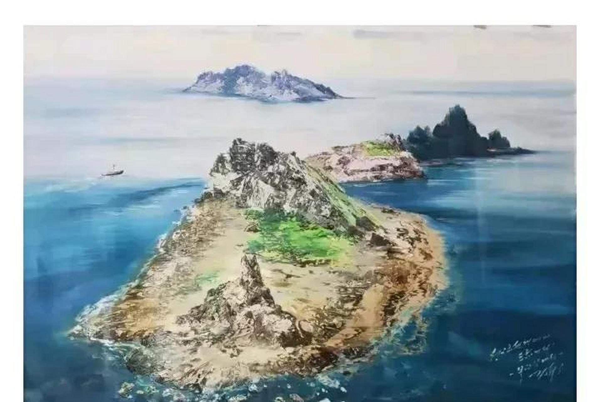 领动计划# 朝鲜功勋画家金哲浩油画:《中国钓鱼岛》 2019年受朝鲜