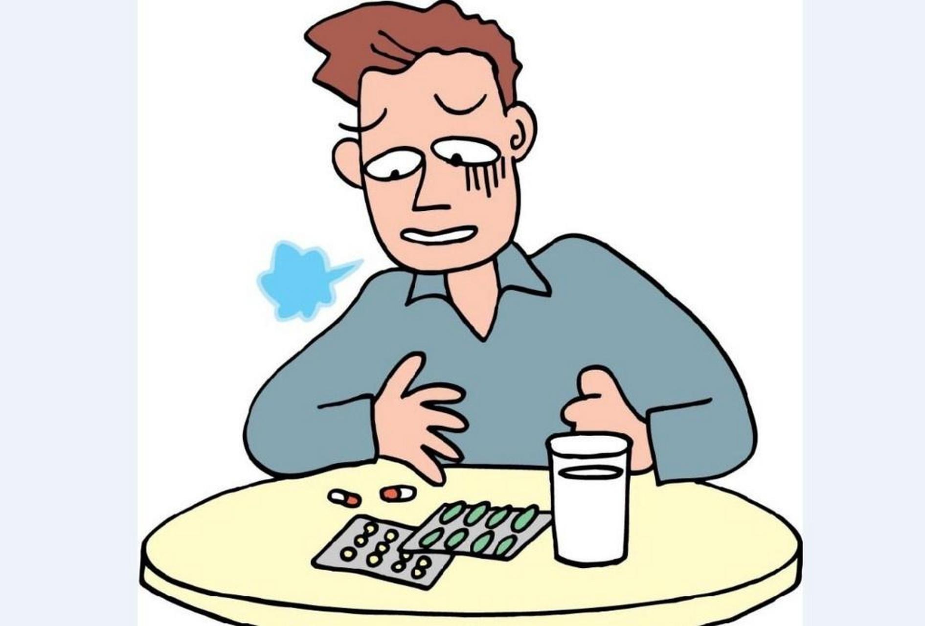 1,肝胃不和:{主症:胃胀满,痛,反酸,嗳气}                    {次症