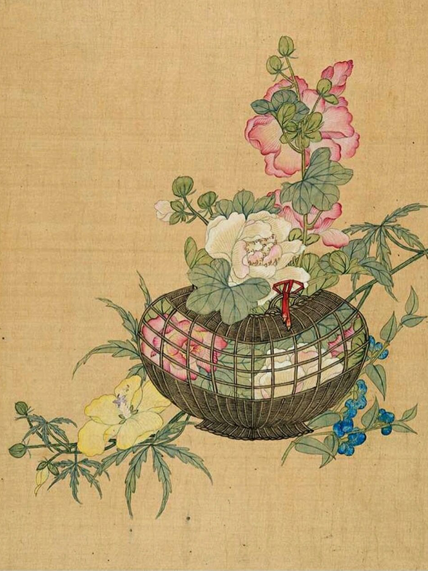 古画欣赏 清 恽冰 花卉花篮册.@画淡云飘月的动态