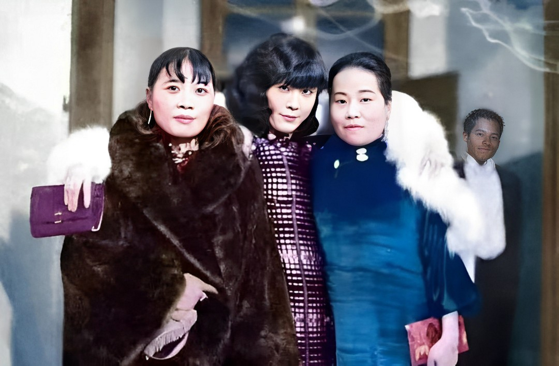 1931年,于凤至,宋美龄和宋霭龄在南京.