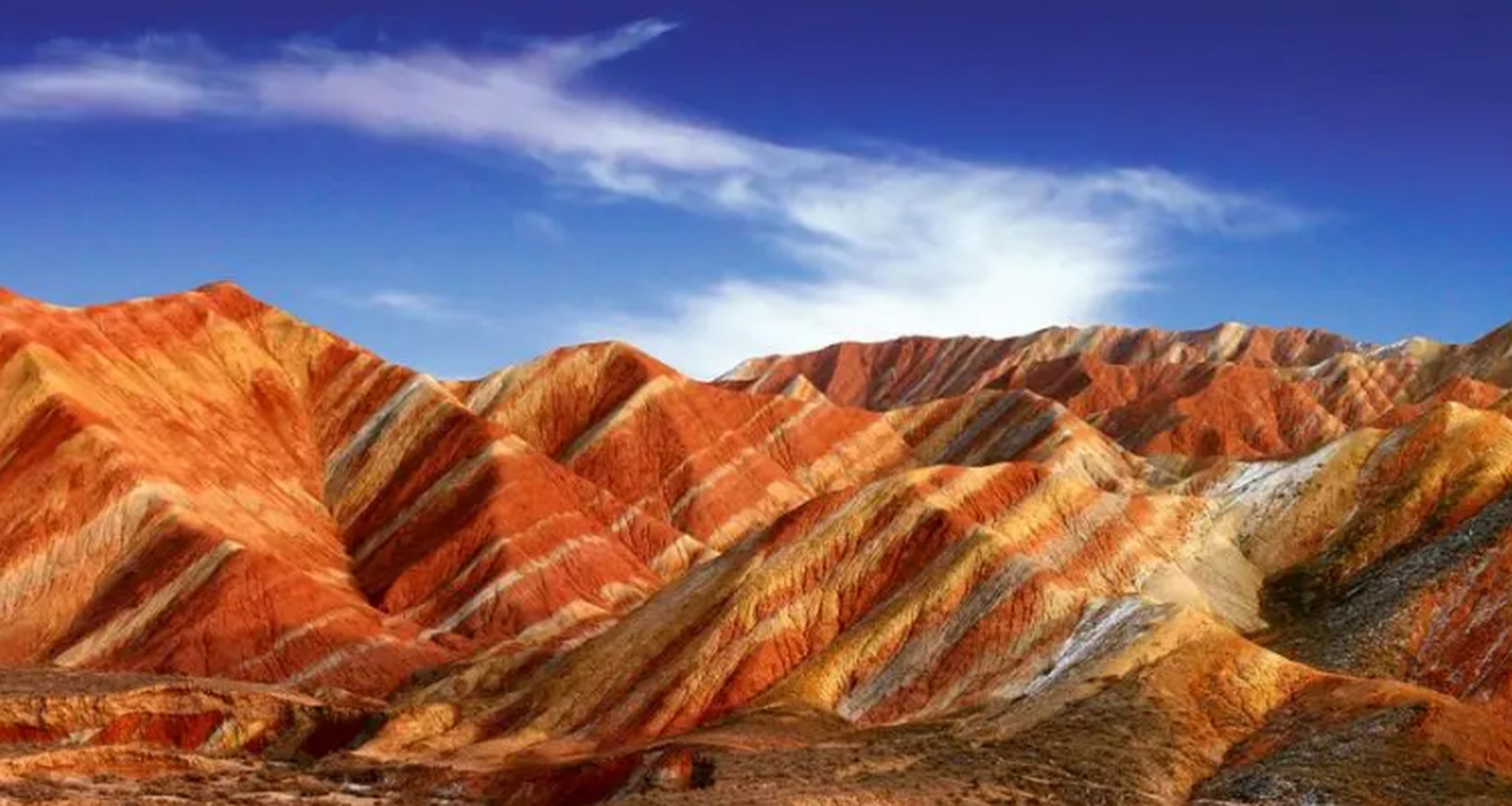 世界最神奇自然奇观 张掖丹霞——中国甘肃 层理交错的线条,色彩斑斓