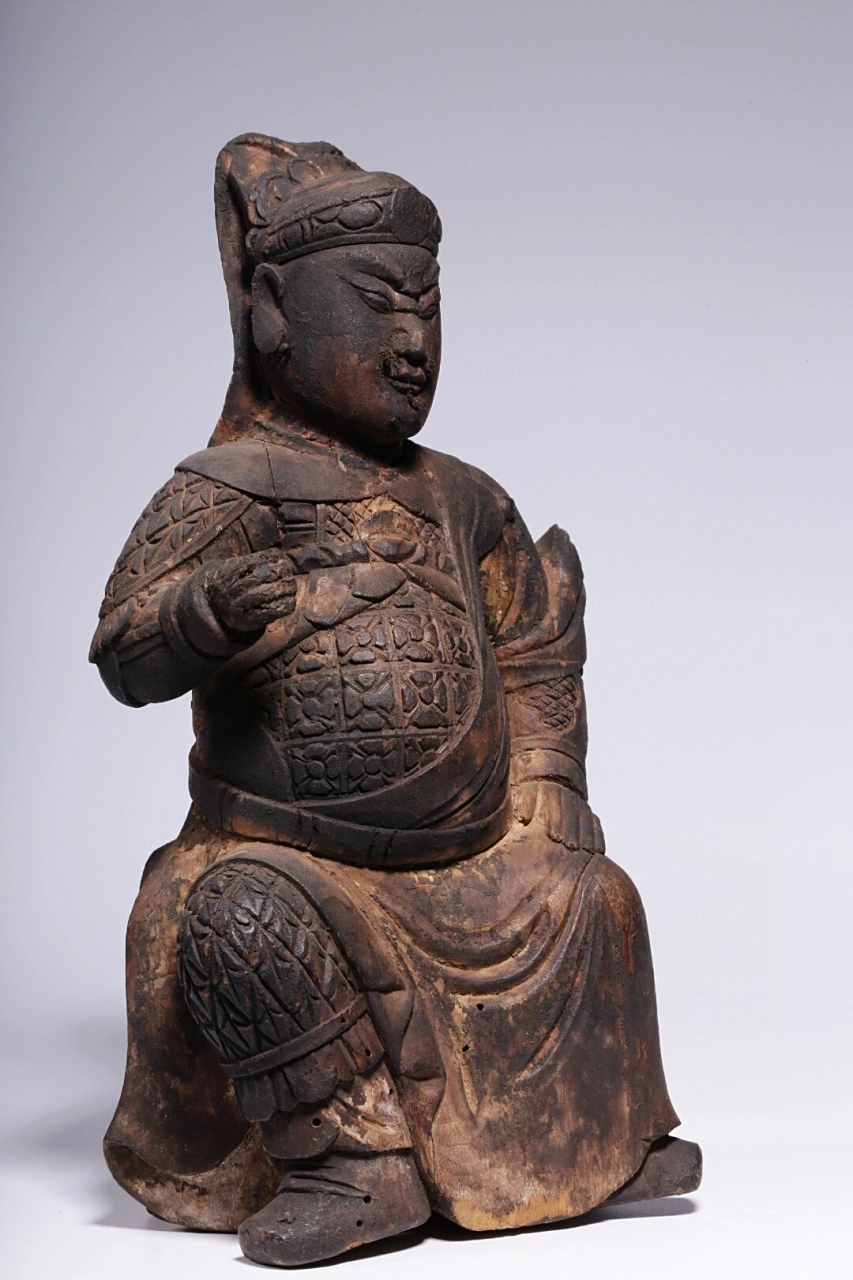 清代,木雕关公雕像  清代,木雕关公雕像(老裂,虫洞)