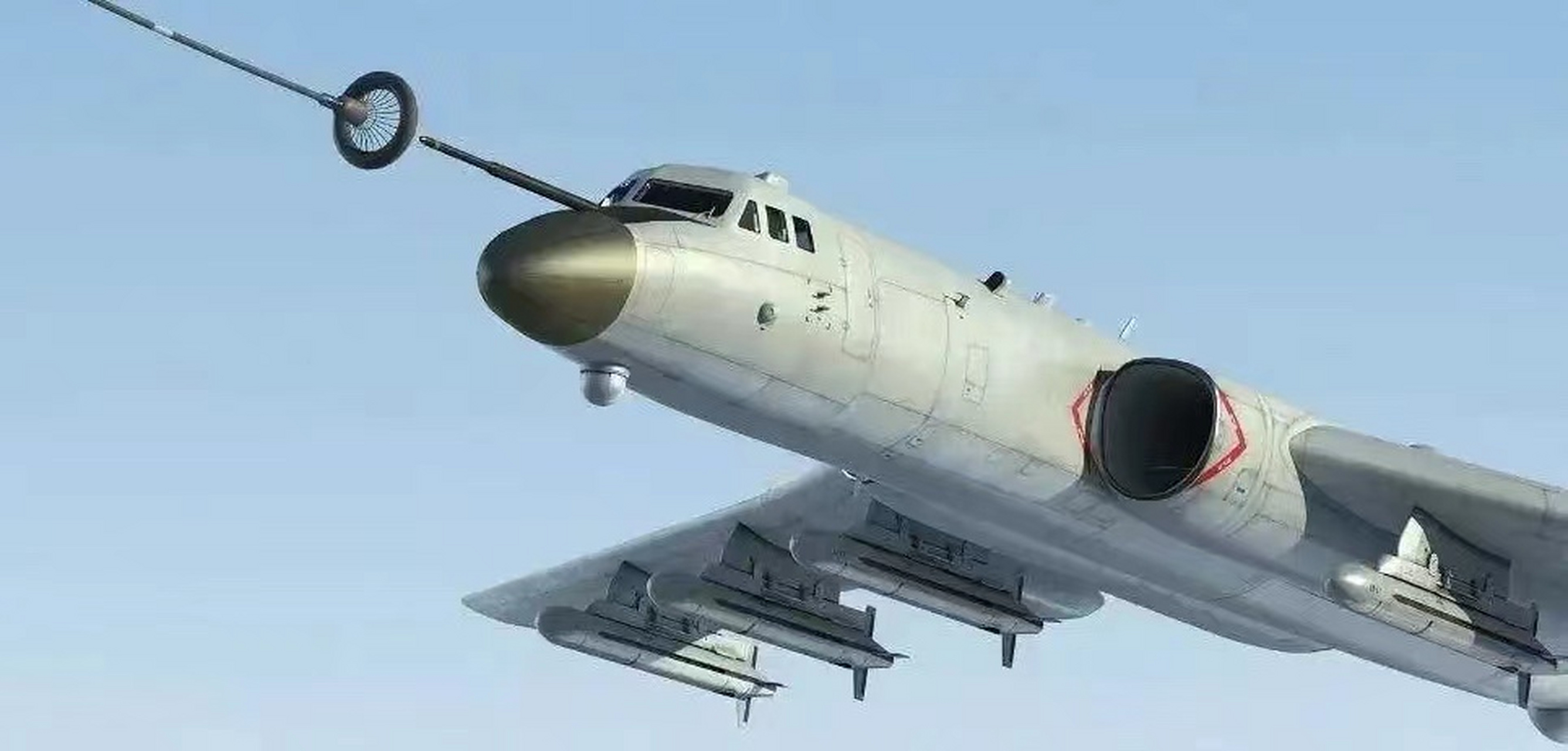 中国的轰-6n是一款升级版的战略轰炸机,具备空中受油能力.