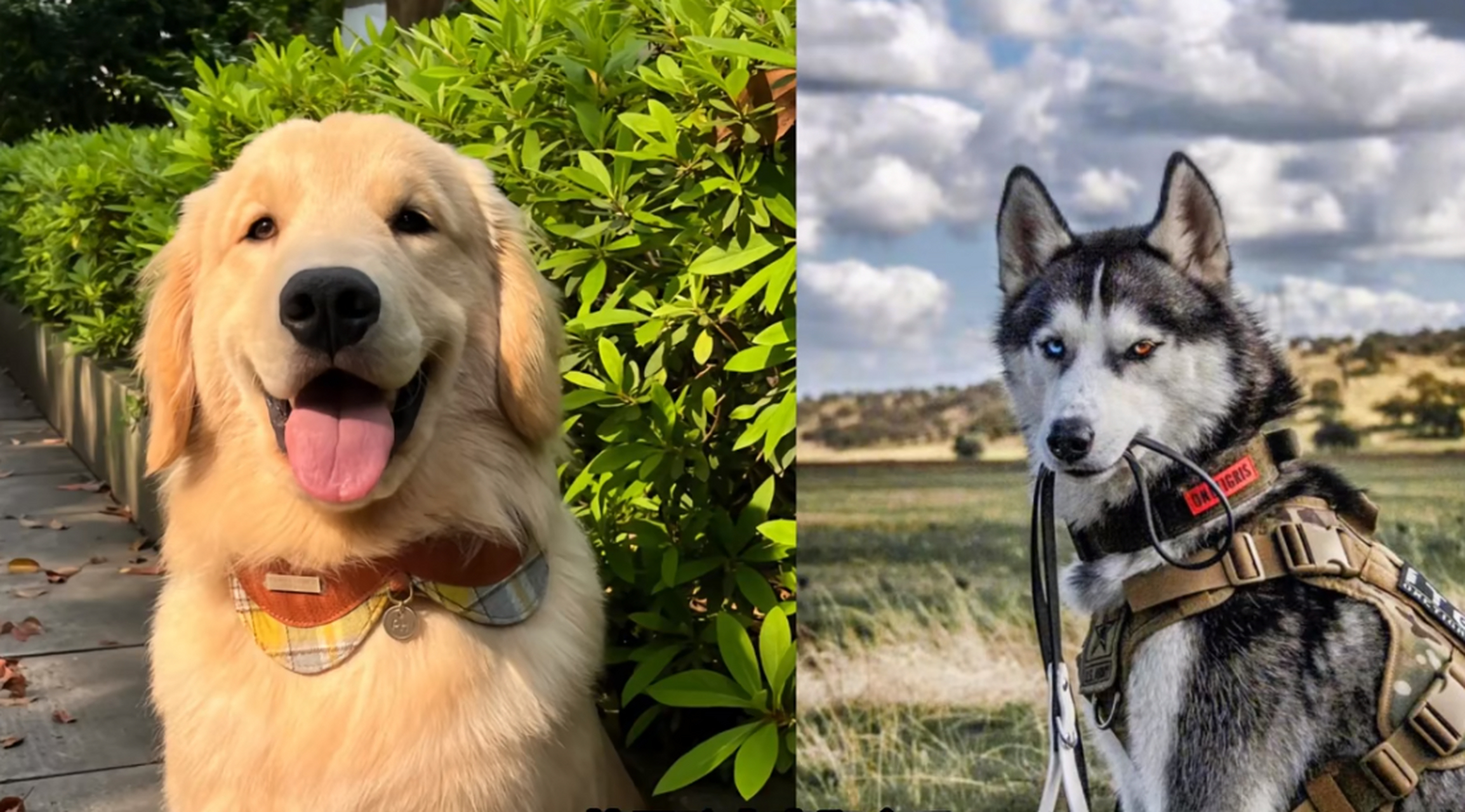 嘿嘿,我是哈士奇和金毛的孩子,是这条街上最靓的仔[二哈]#家有萌宠