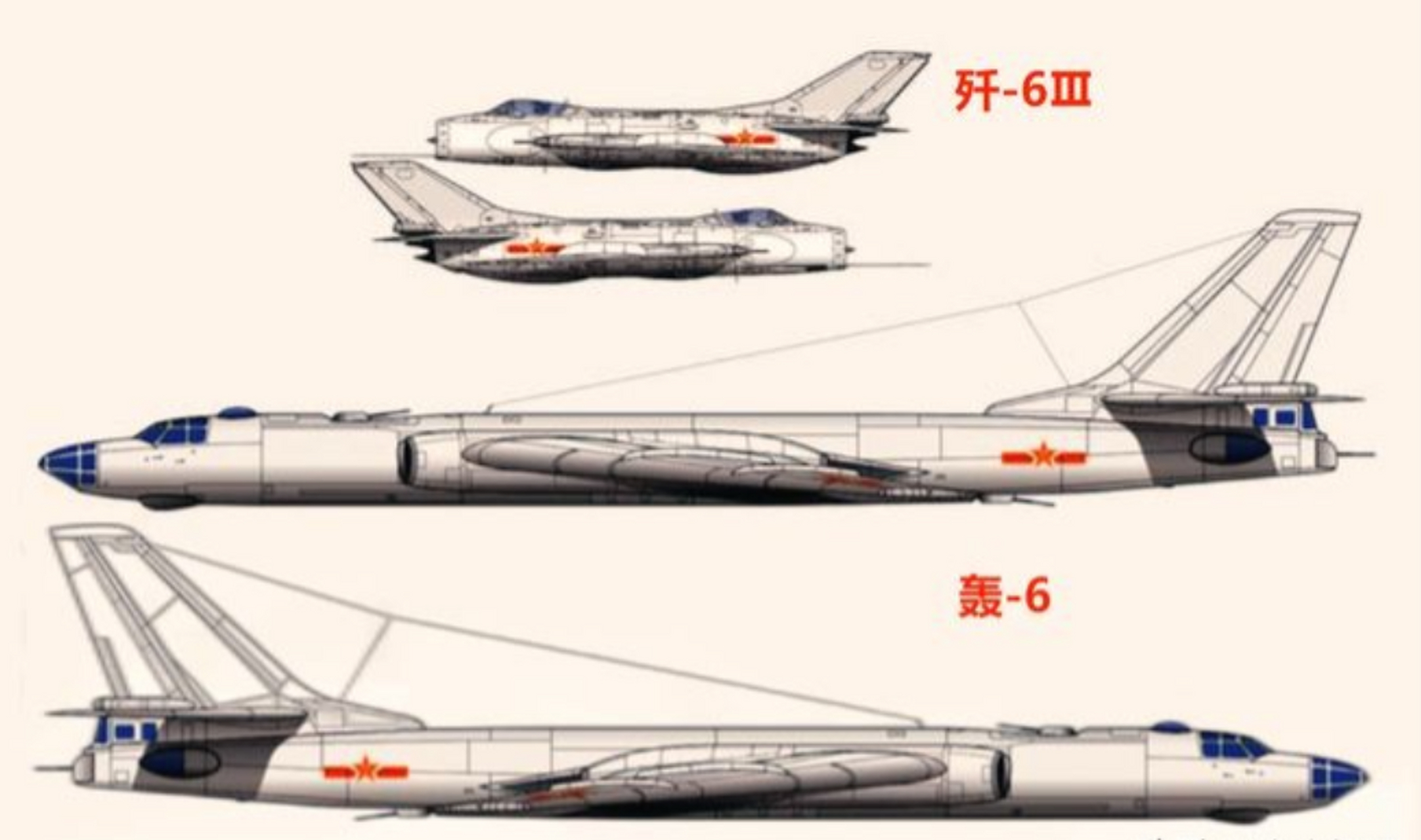 1983年,一次空军对抗演习中,一架歼6战机和轰6在万