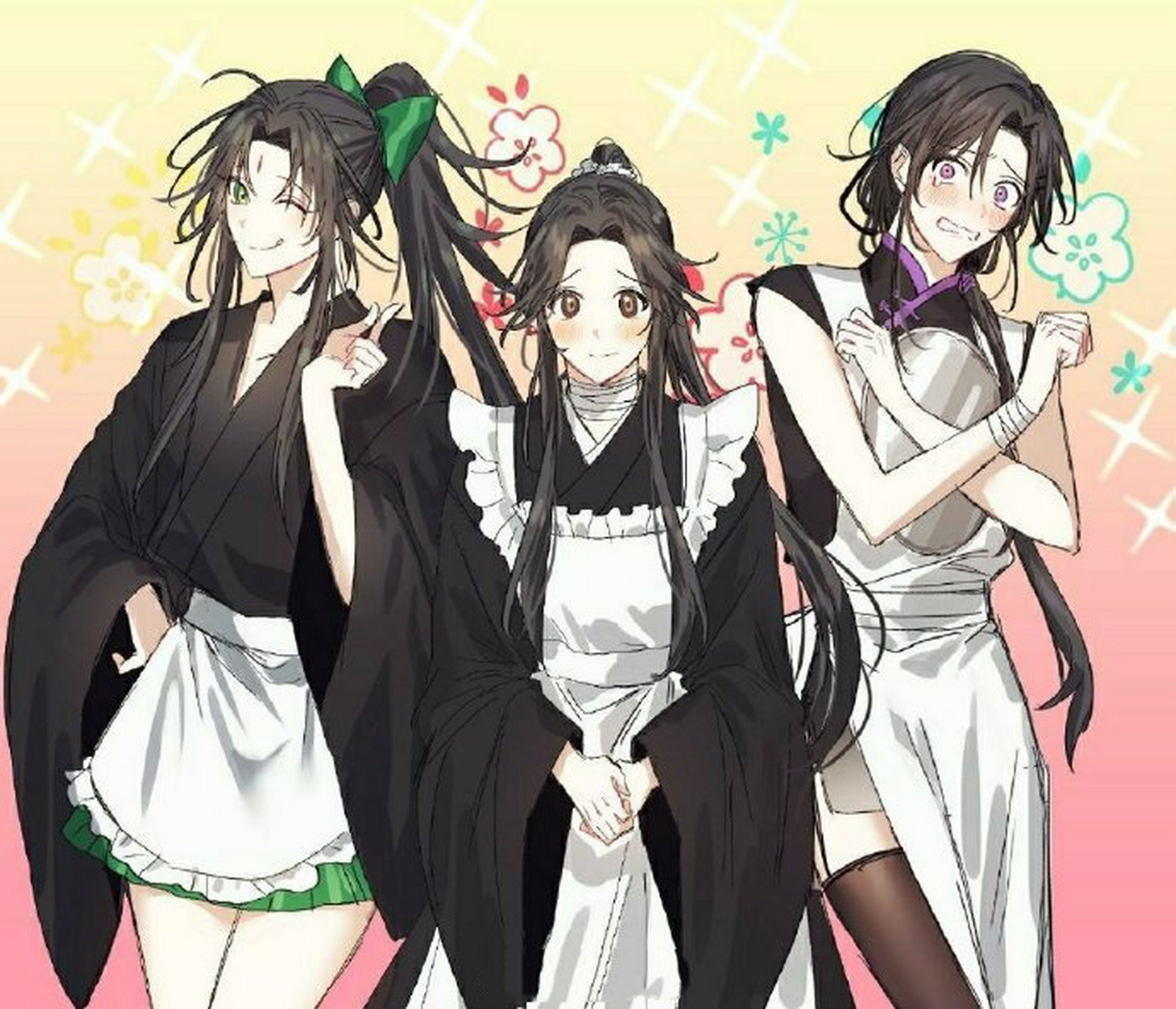 女仆装三人组,羡羡好可爱,怜怜居然是一副轻车熟路的淡定样子,只有一