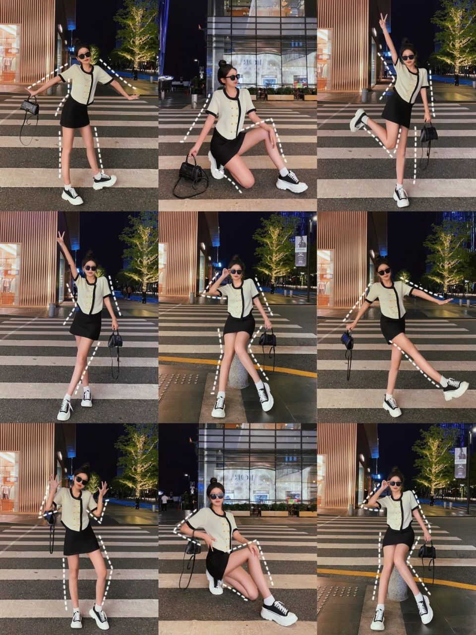 夜晚路边拍照姿势闪光灯绝了辣妹必看!