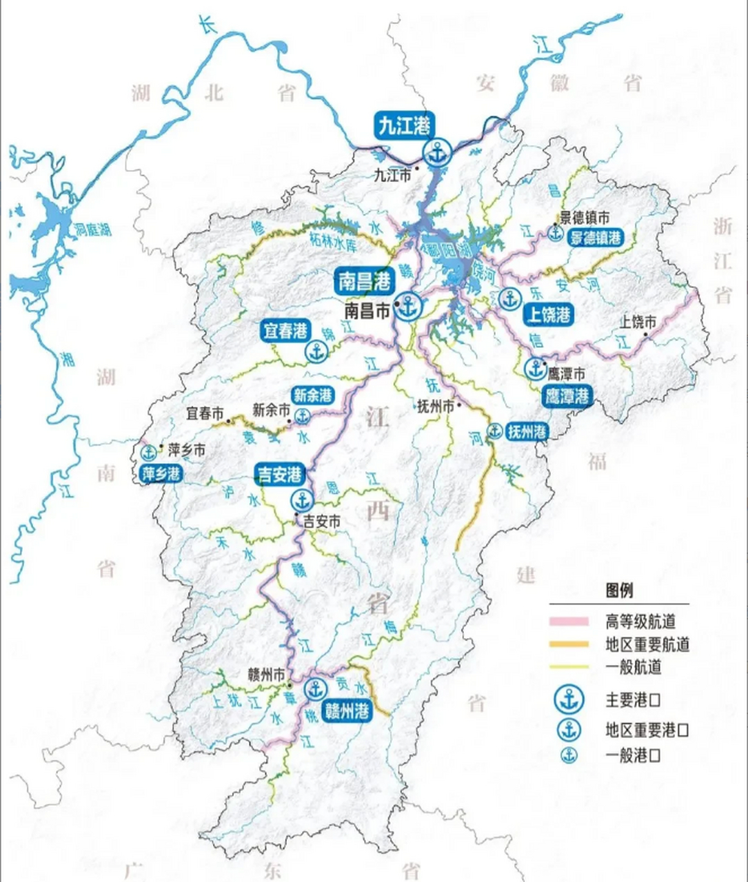 这是江西的内河水运图,古代江西凭借沟通岭南的地位,经济水平与江浙