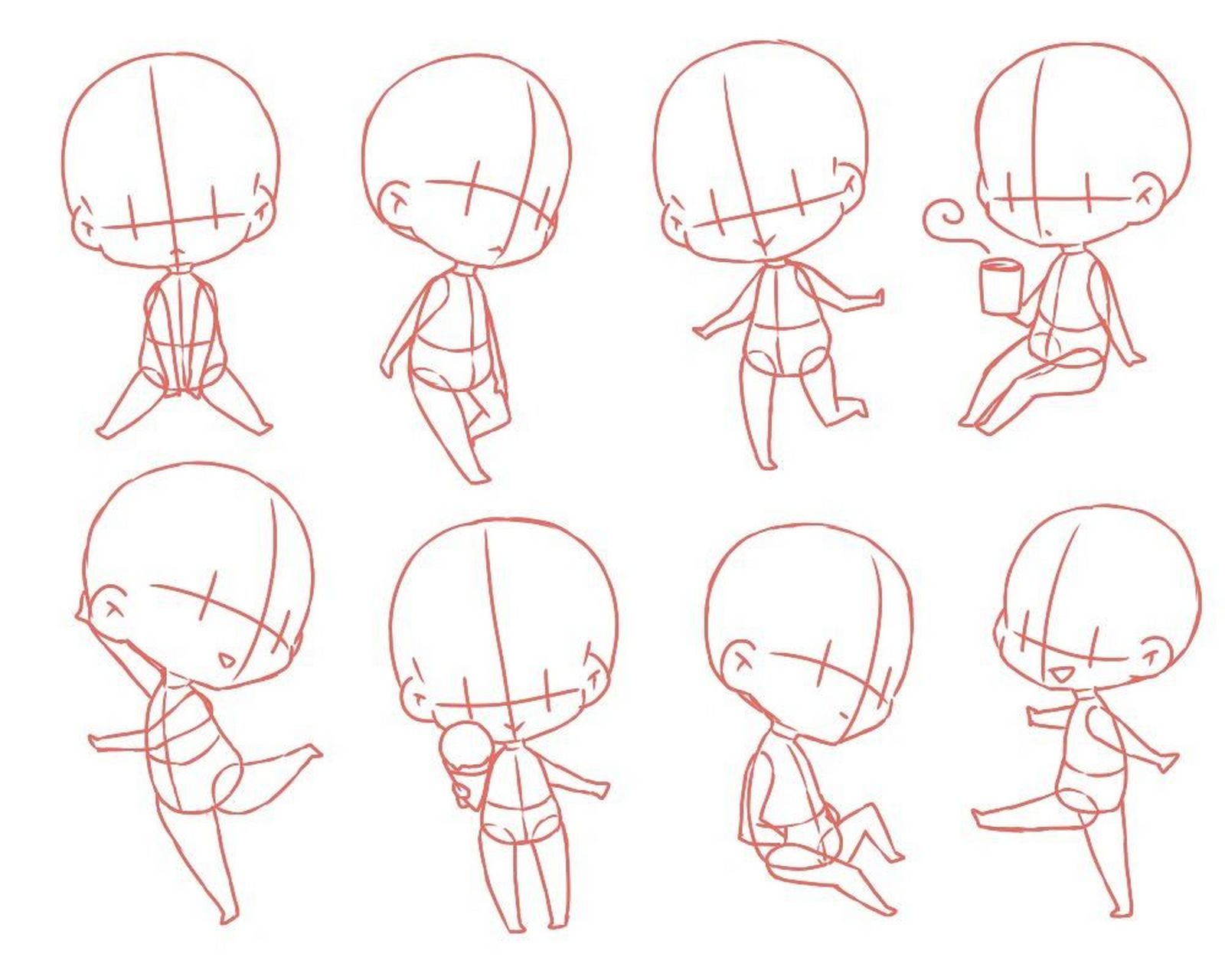 素材分享|q版人物练习临摹图片  q版动漫画画教程,超级简单易上手的!