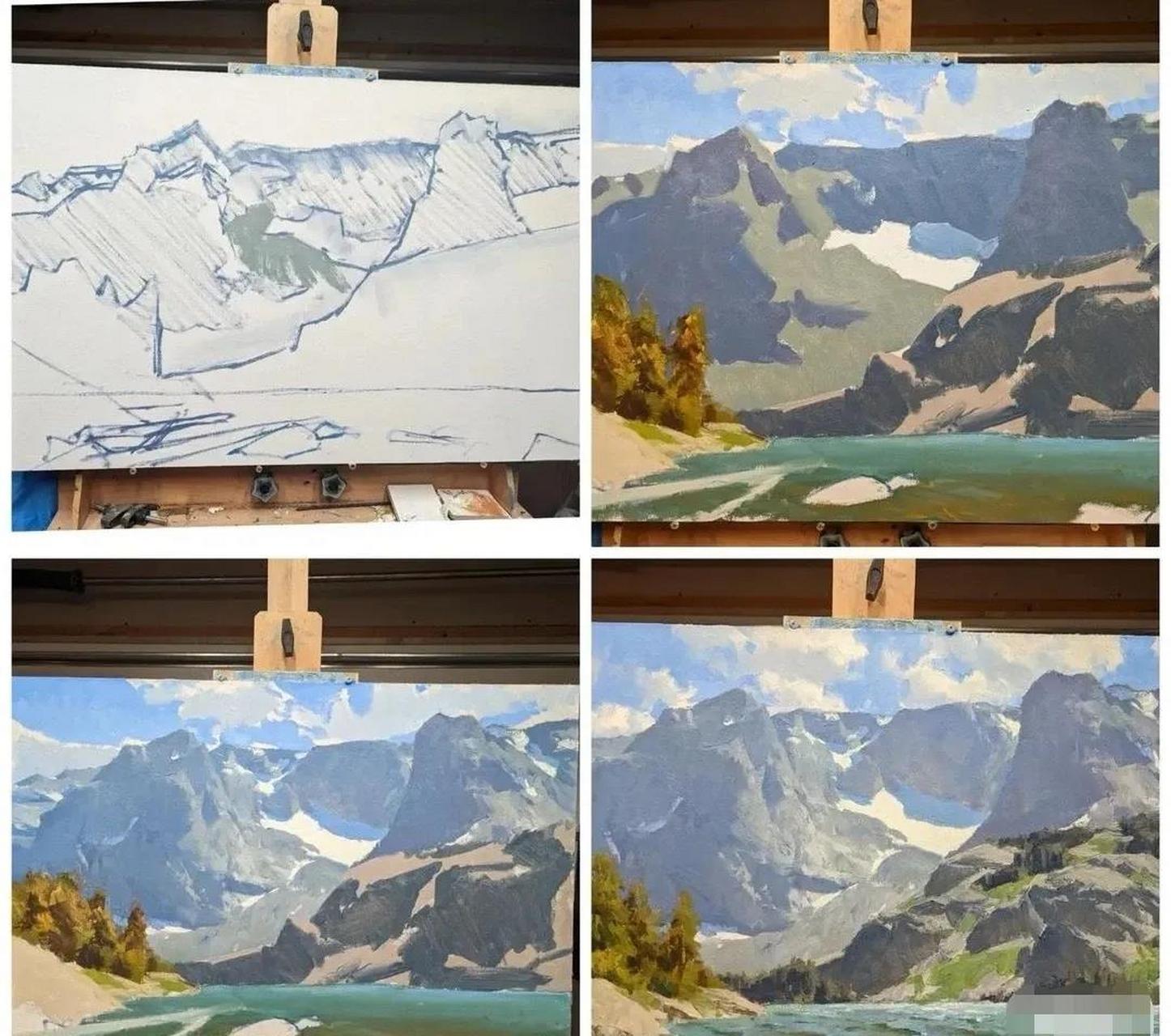 艺术家kimball geisler油画写生步骤,美式油画风景用笔放松,概括,塑造