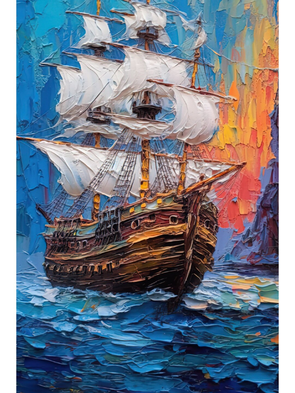 海盗船 水彩蜡笔  海盗船与水彩蜡笔的完美结合,创作出别具一格的海盗