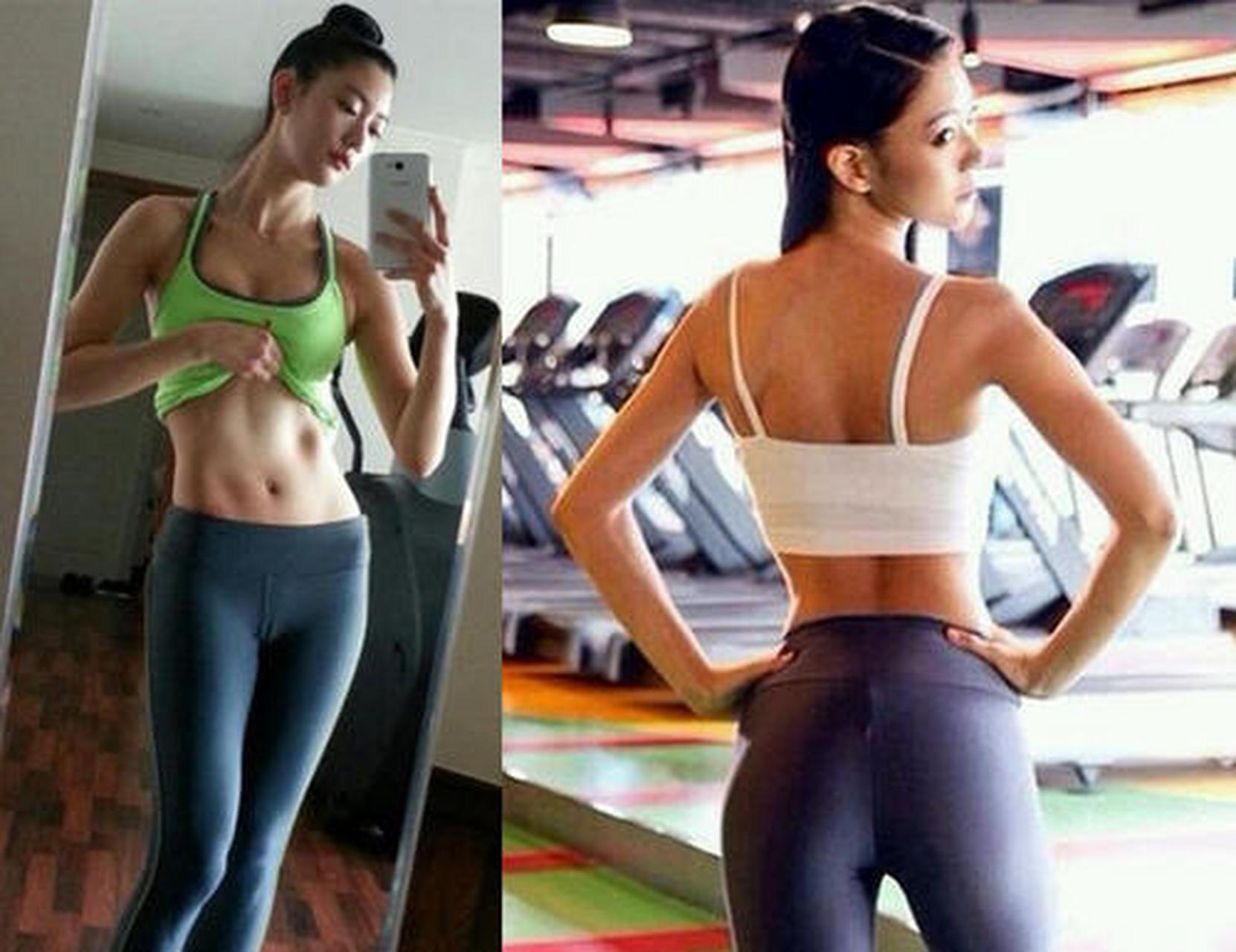 旁边肌肉发达的教练也十分抢镜,害怕李陈敏受伤,教练的手一直放在她的