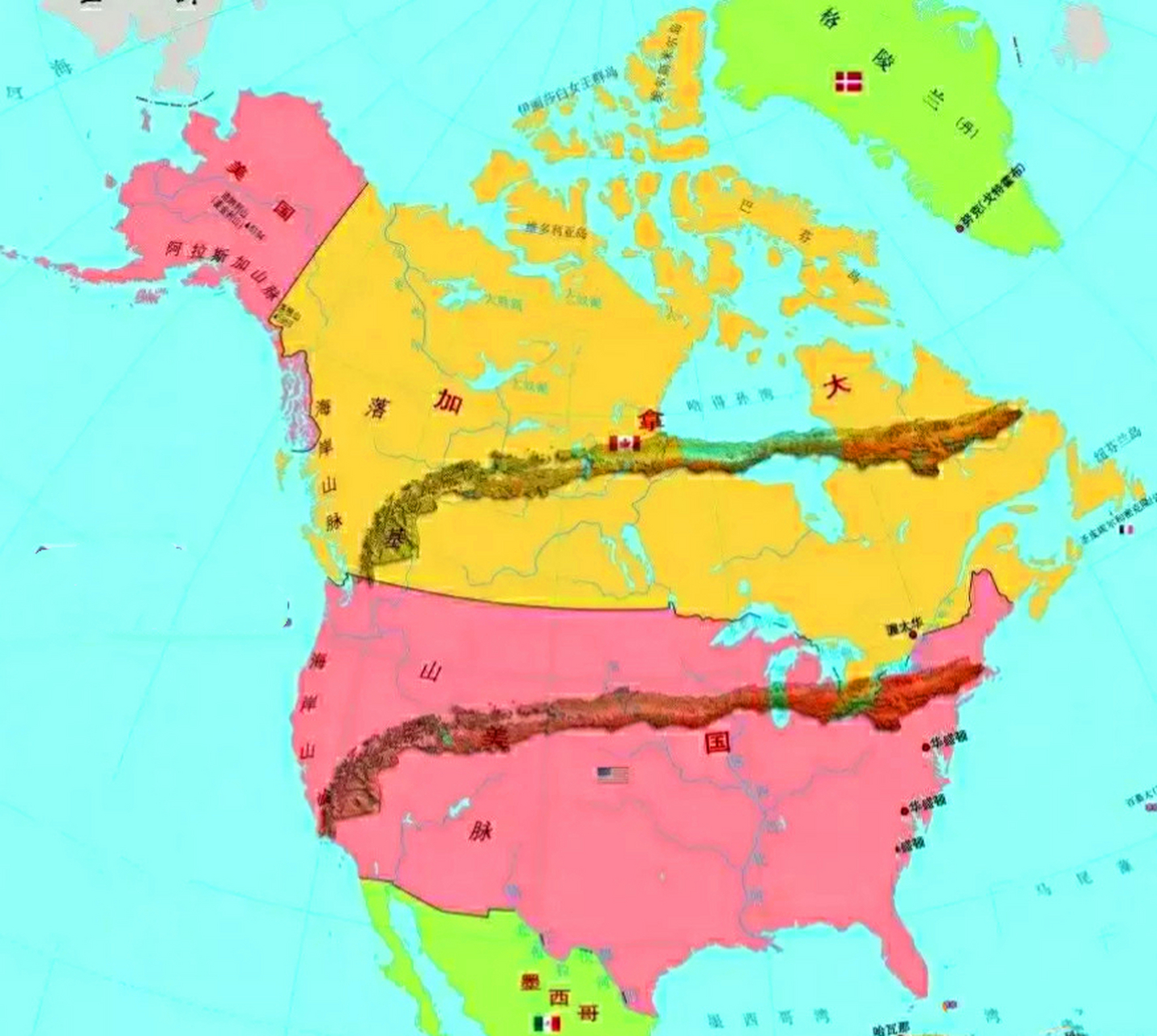 加拿大的领土面积是998万平方公里,居世界第二位,美国的领土面积有937