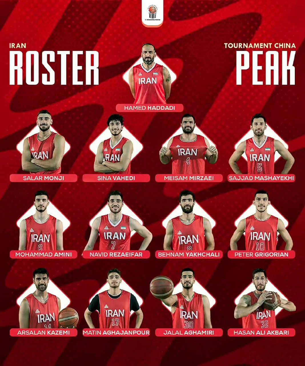 伊朗男篮公布了参加世界杯的球队名单 没想到,哈达迪居然还在打….