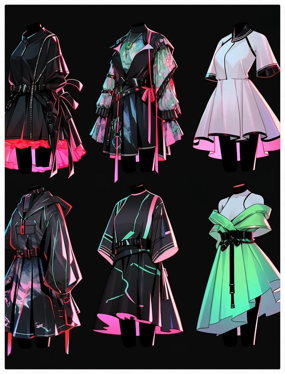 赛博朋克风系列  映入眼帘的是一系列令人惊叹的赛博朋克风格服装设计