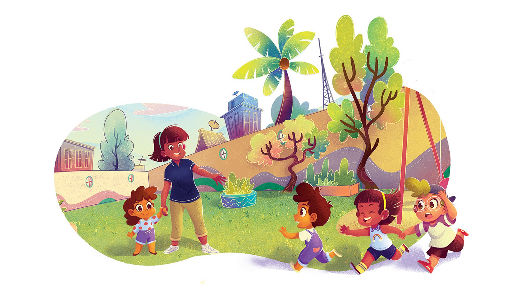 在这火伞高张的中午,大地到处都是滚烫滚烫的.