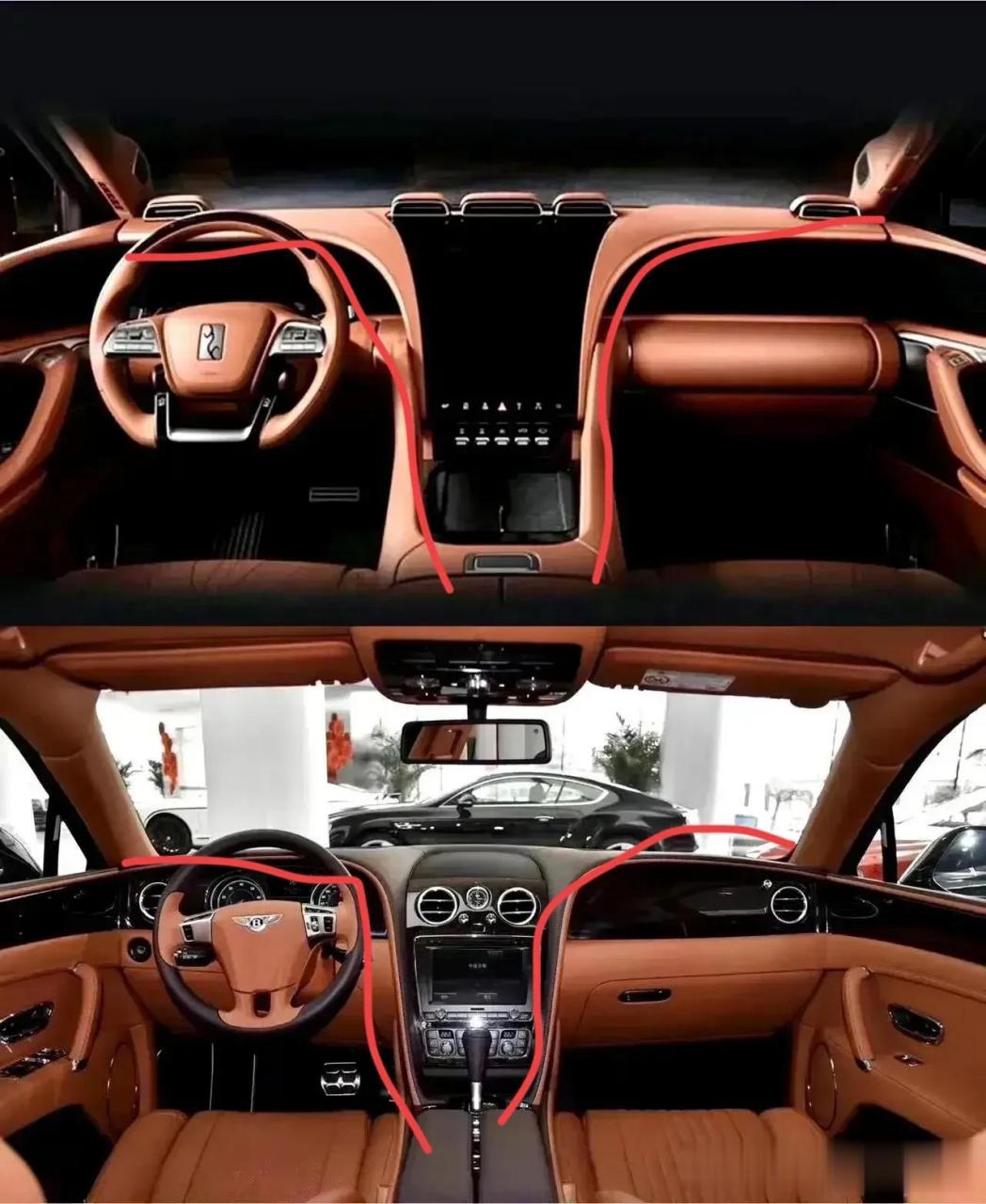 不同之处是比亚迪对宾利内饰做了电子化全面升级.