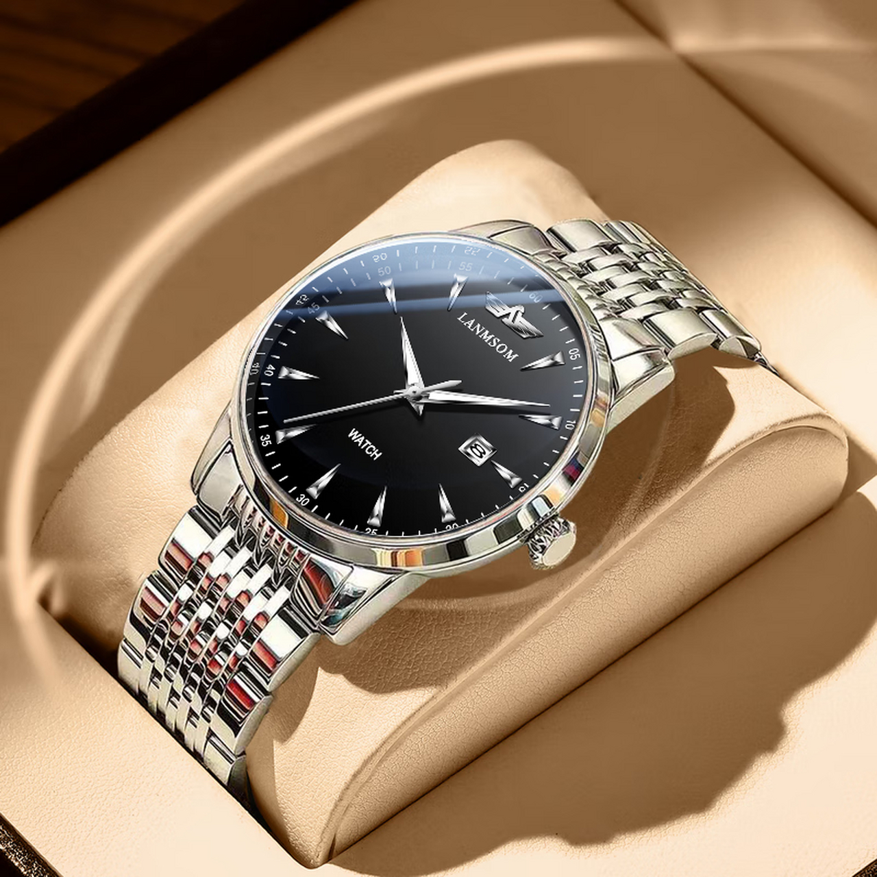 琅梭(lanmsom)男士手表夜光简约商务机械风格品牌手表男国表瑞士风格