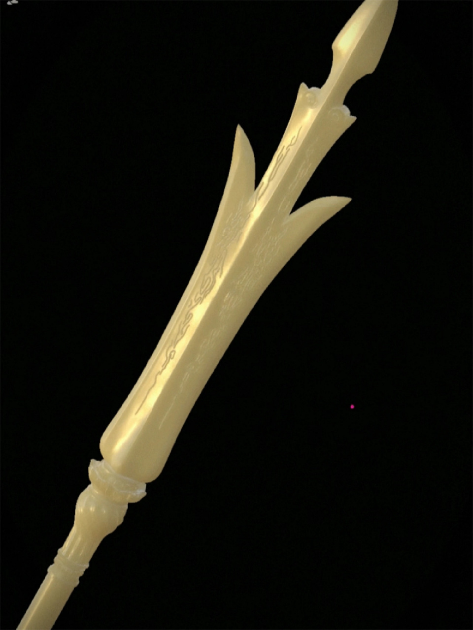 杨戬的三尖两刃刀做发簪  我渲染了一下,做旧暖色的玉的质感,别嫌弃我