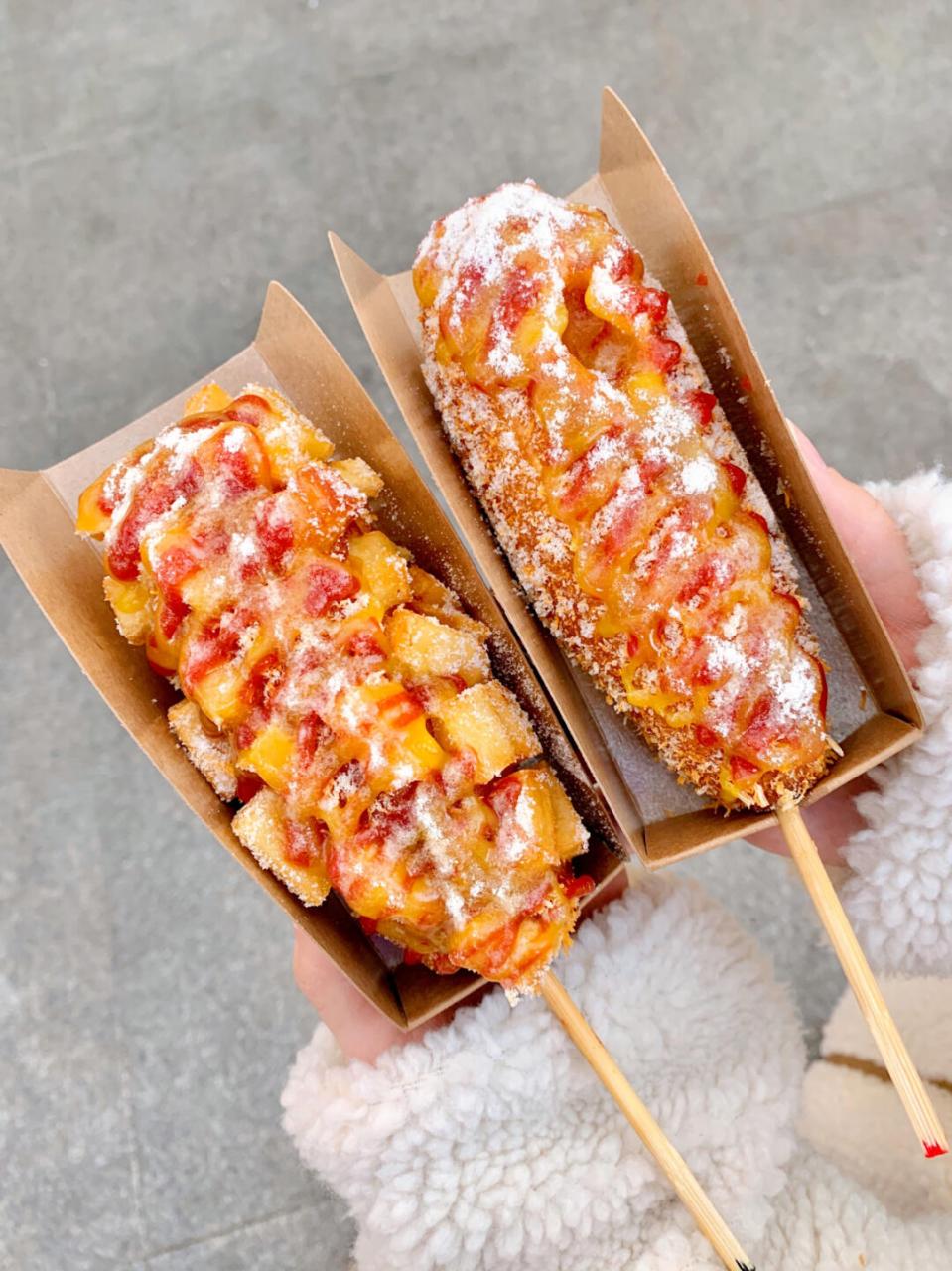 美食 韩国街头同款薯条芝士热狗 杭州也有地道的韩国同款的明朗热狗啦