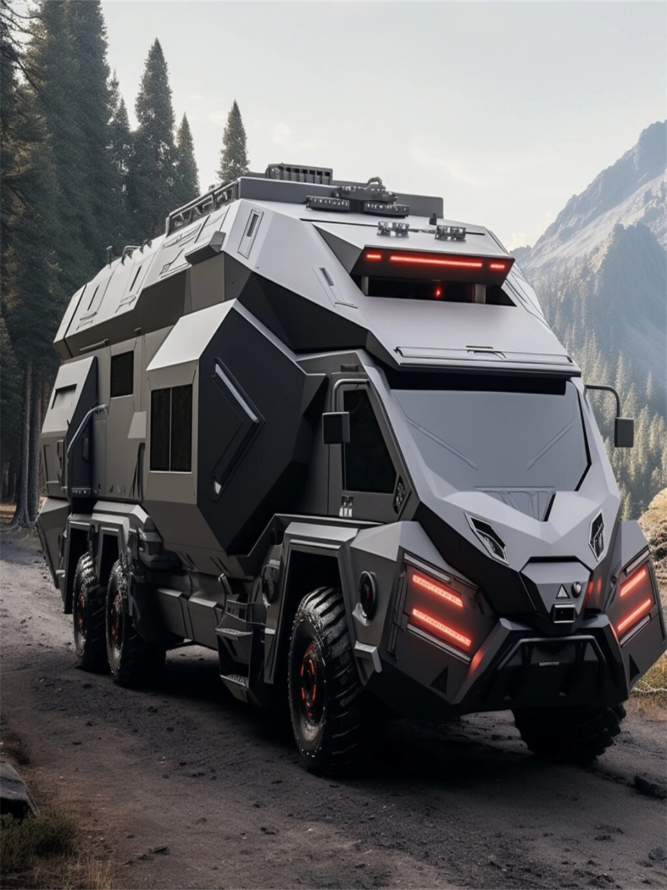 赛博朋克超级房车  赛博朋克款超级房车的外观设计独特,充满了未来感