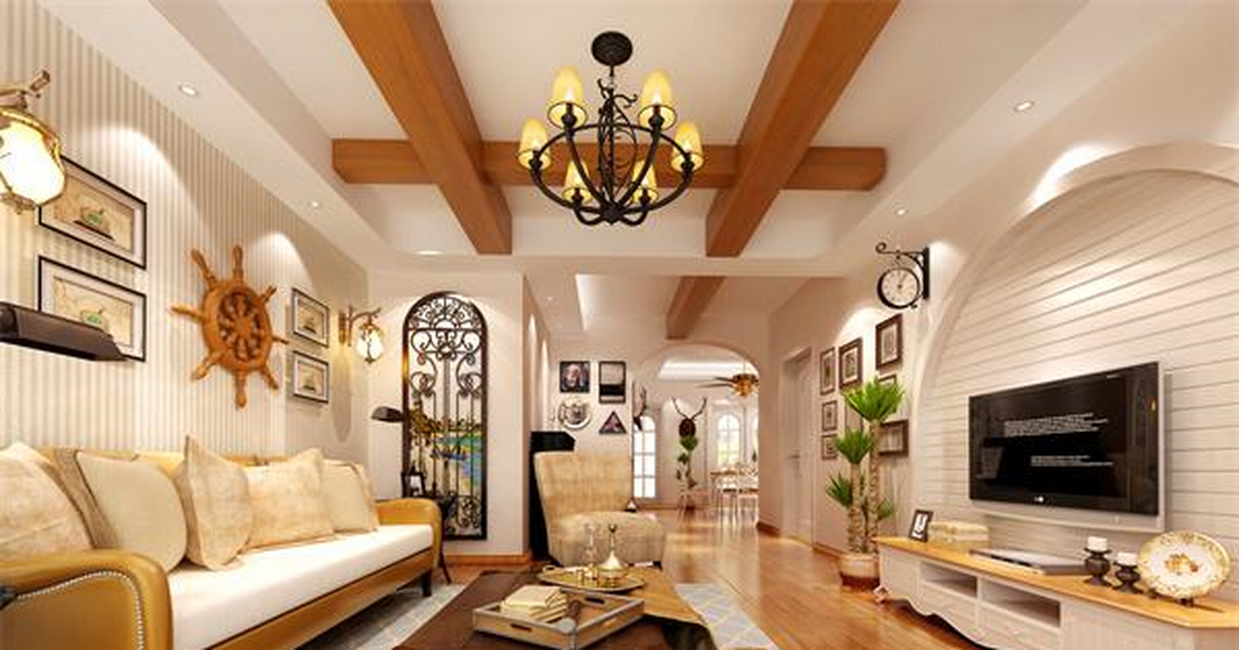 海景别墅的客厅设计:海景别墅是很多经济条件比较好的业主购买的房型