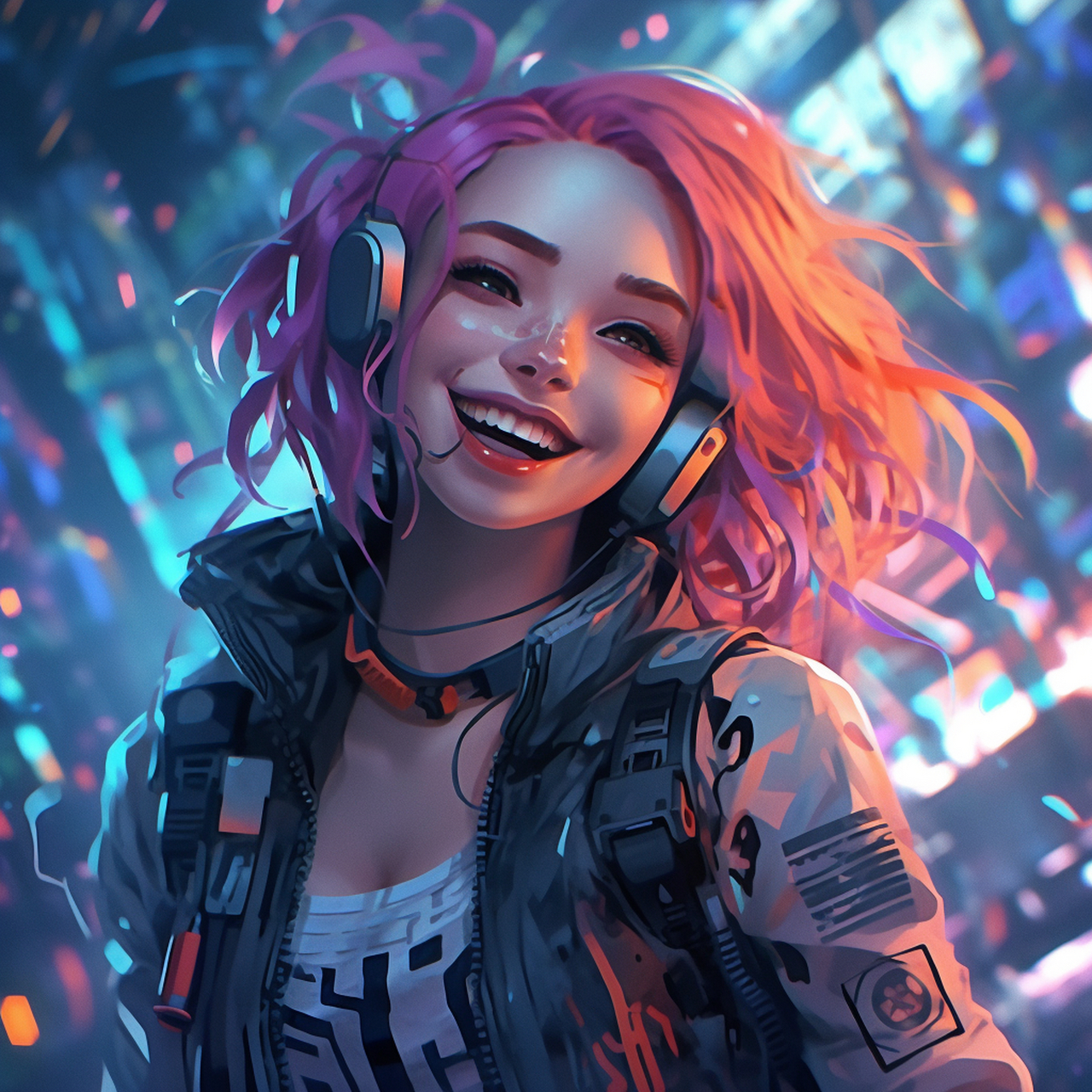 放肆的笑!甜美的笑!#微笑# #ai绘画# #百度仲夏打卡挑战赛