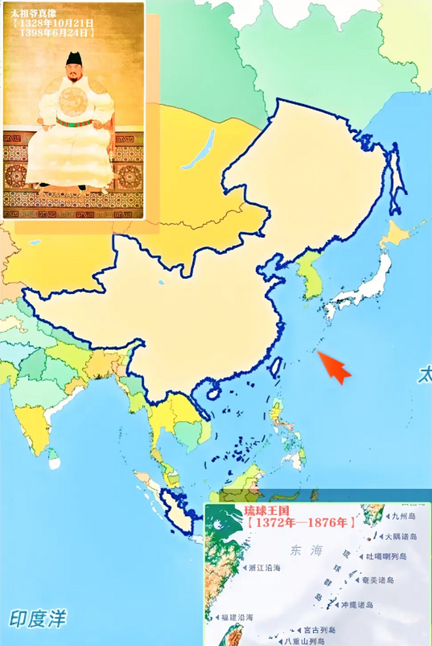 琉球国与中国的藩属国关系始于1372年也即明洪武五年,中山国王察度