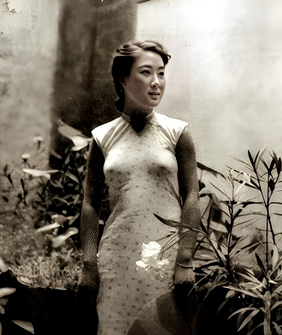 民国时期的大家闺秀!镜头下的女人穿着旗袍!她身材婀娜,长得很好看!