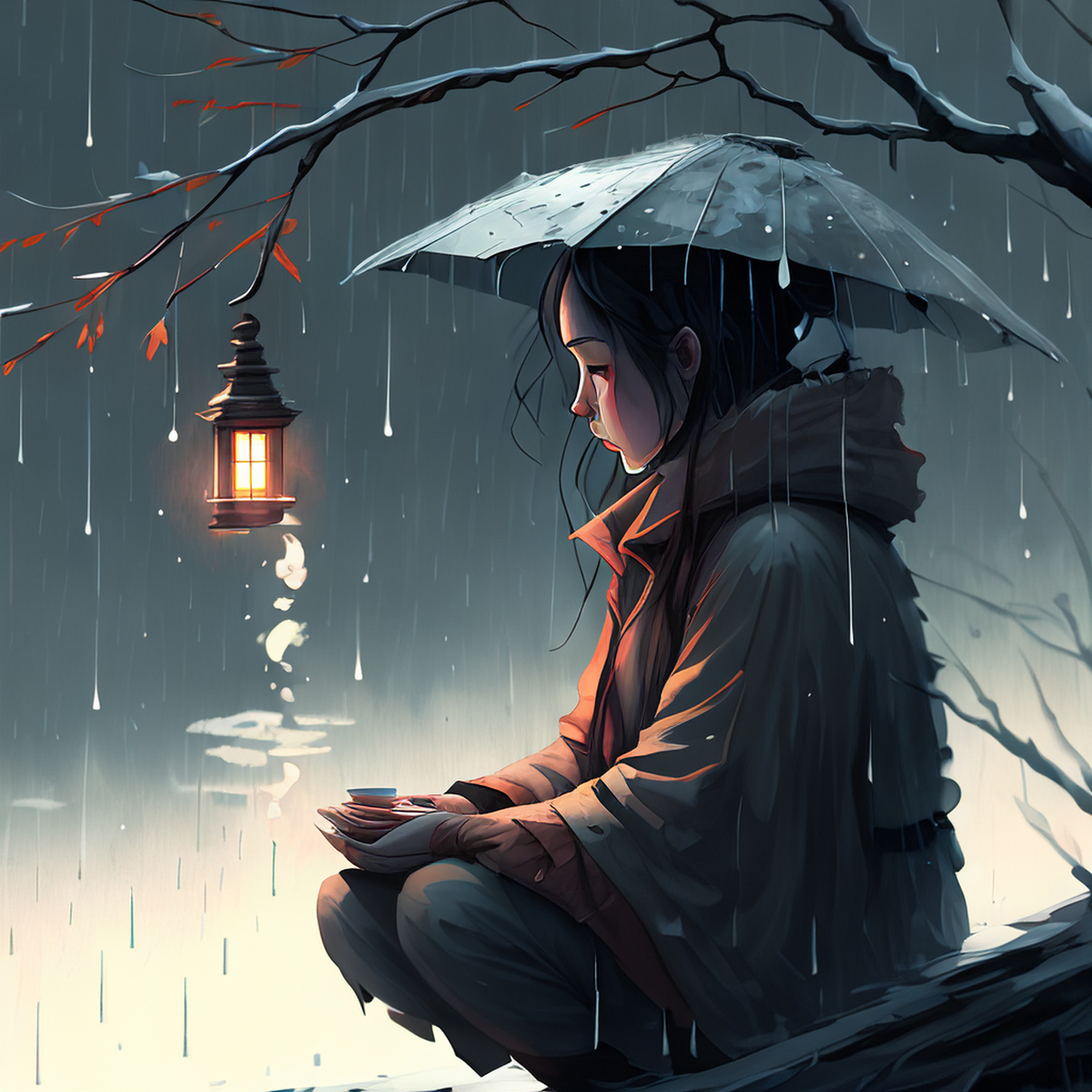 寂寞雨声寒食夜,一枝香泪泣东风.意境,典雅,宁静#百度ai绘图黑科技