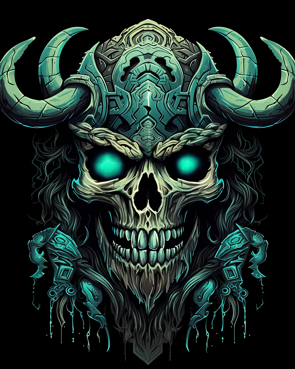 来一波重口,骷髅头,泛着绿光,不吓人,瘆人!#ai绘画