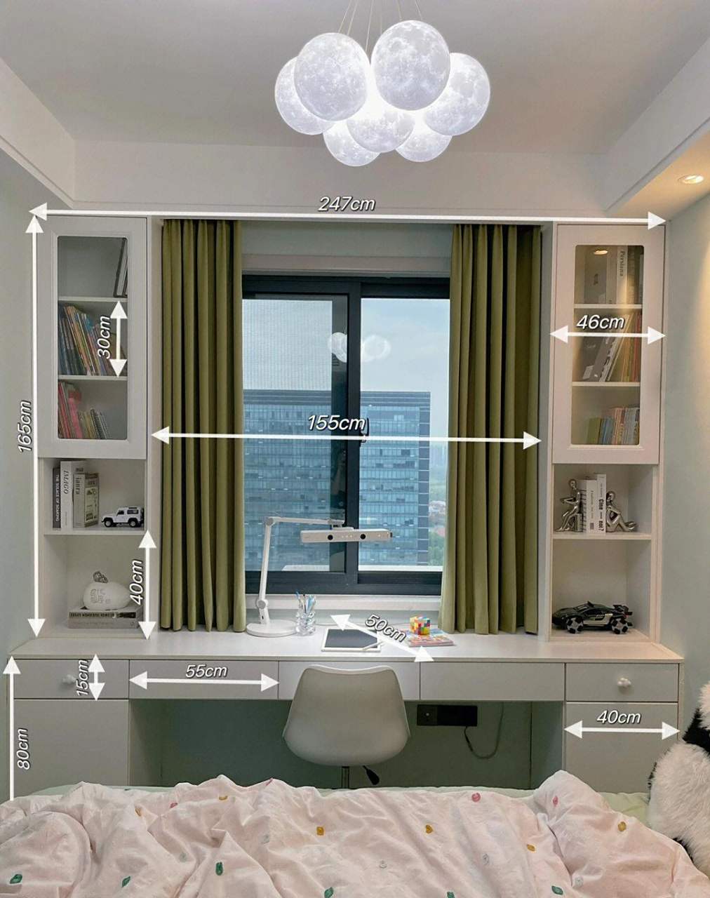 窗户变书桌,儿童房靠窗书桌大公开,附尺寸.
