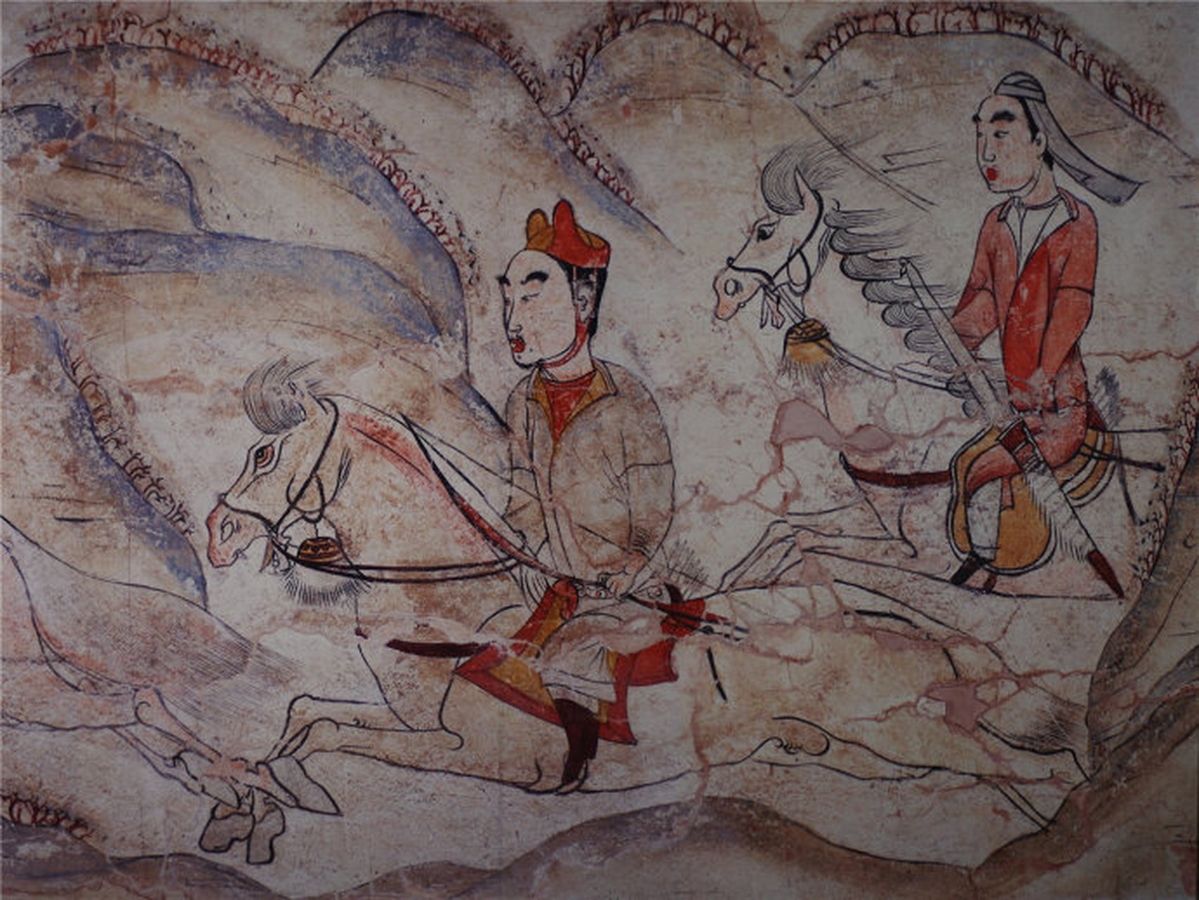 九原岗北朝墓葬现存的壁画主要集中在墓道的东,西,北三壁及墓室顶部.