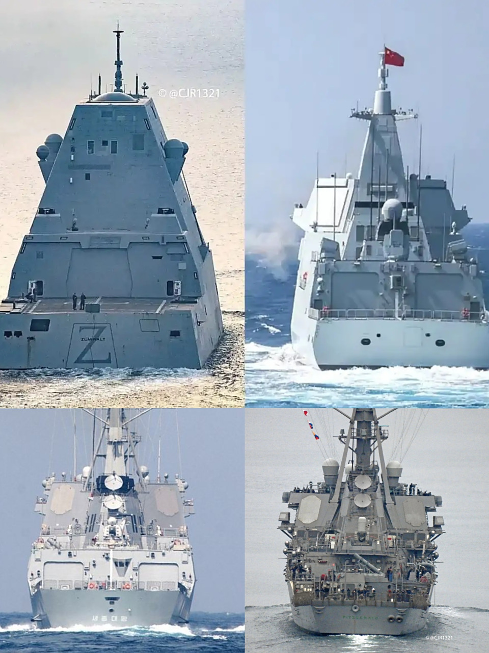 朱姆沃尔特级,055,世宗大王号与阿利伯克Ⅰ后视图.