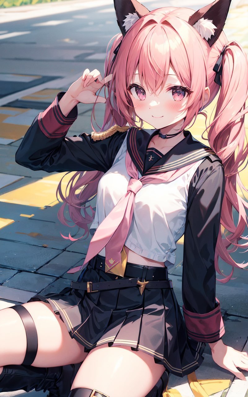 ai绘画# 粉发猫耳少女,太可爱了捏[期待]